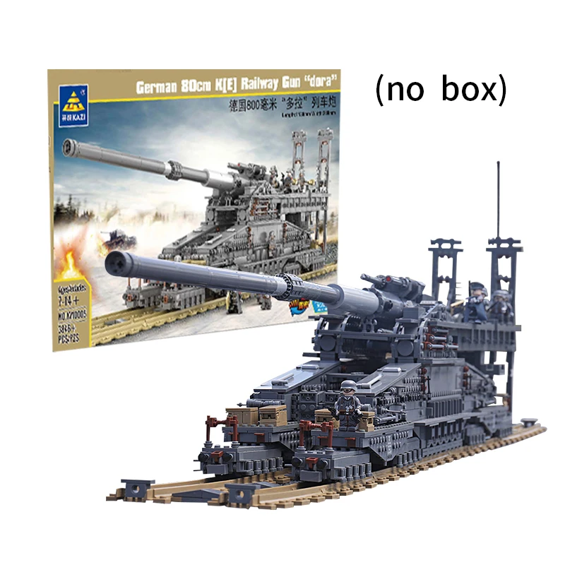 3846Pcs German Gustav Heavy Dora Gun Building Blocks Military Railway Gun  Model Tank Weapon Bricks Toys Birthday Gifts For Kids