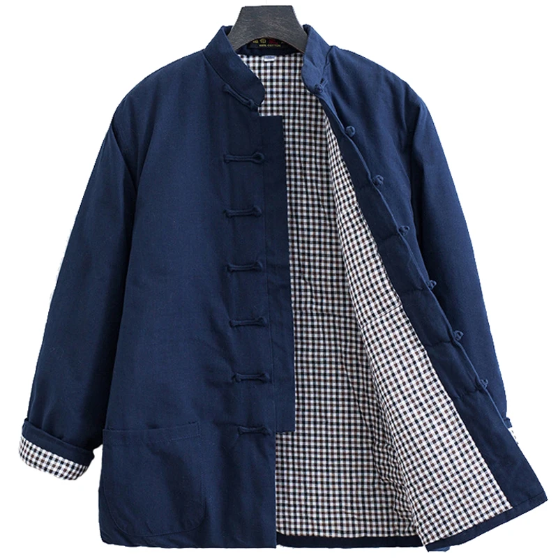 

6Colors Winter Chinese Style Traditional Tang Suit Coat Men Cardigan Cotton Jackets Hanfu Kung Fu Retro Casual Warm Qipao Tops