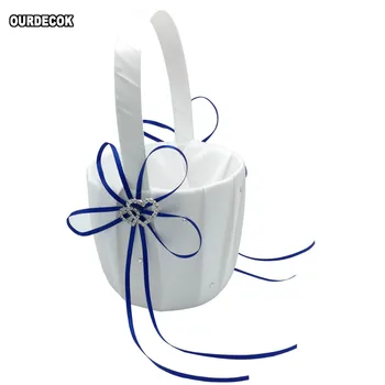 

Wedding Basket Storage Basket Flower Girl Basket With Double Heart Buckle Satin Ribbons Hanging Basket For Wedding Home Decor