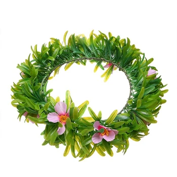 

Headdress Garland Seaside Resort Holiday Fresh Grass Plastic Handmade Fabric Flower Wreath