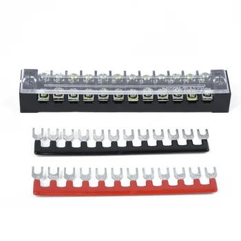 

15pcs Terminal Block Bar Set 100A Dual Row Barrier Strips Universal 12 Points Clear Auto