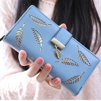 

Leaves Hollow Women Wallet Soft PU Leather Women's Clutch Wallet Female Designer Ladies Wallets Coin Card Purse