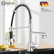 Кухонный кран весенний Стиль хромированный высококачественный латунный кухонный кран выдвижной горячий и холодный водный Вертлюг смеситель для раковины