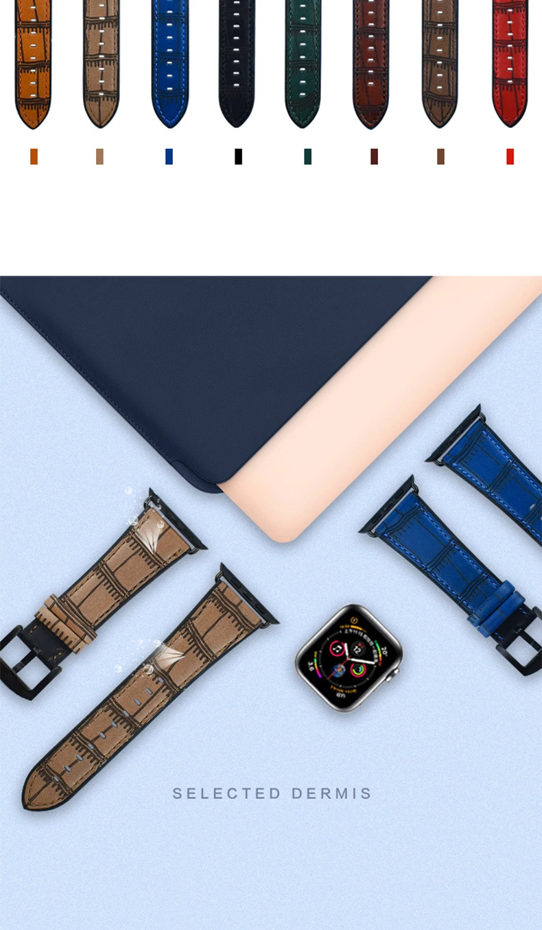 Смарт-ремешок для apple watch 5 первый слой кожаный бамбуковый узор ремешок для часов модный кожаный ремешок для apple