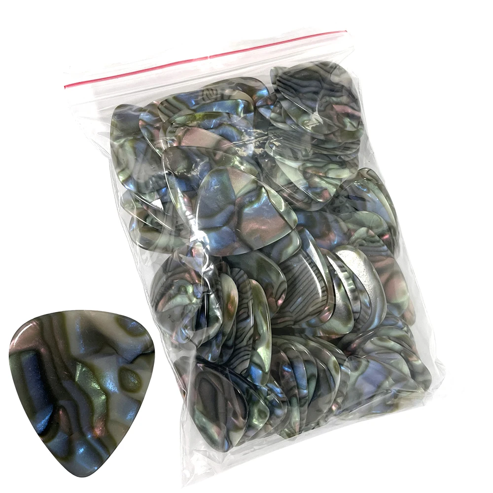 Lots of 100pcs Abalone Seashell Ultra Heavy 1.5mm Celluloid Guitar Picks Standard Plectra