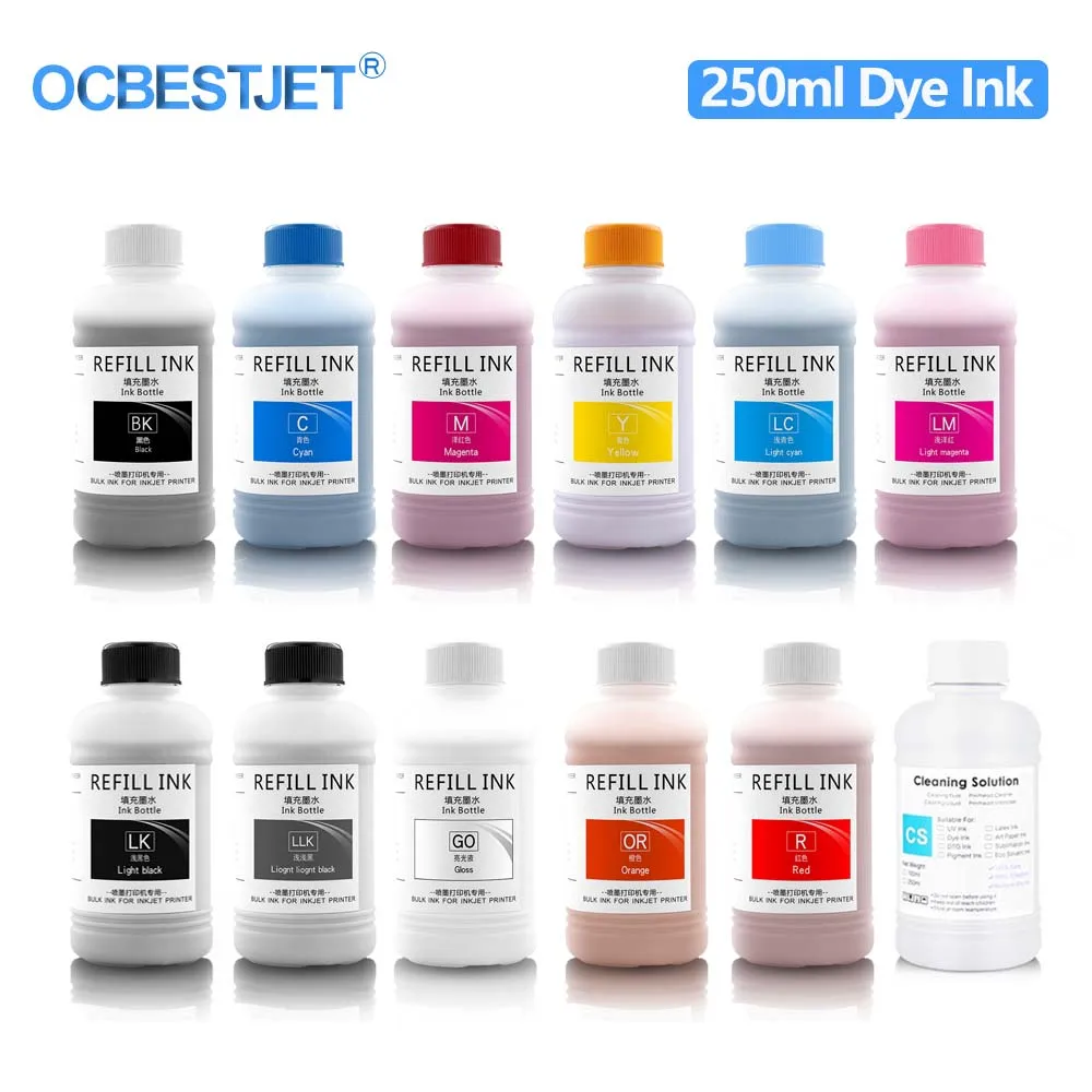 Kit de recarga de tinta de 250ML para impresora de inyección Epson Stylus Photo 950, 960, 2100, 2200, R1800, R1900, R2000, R2400, R2880, R3000, SC- P400