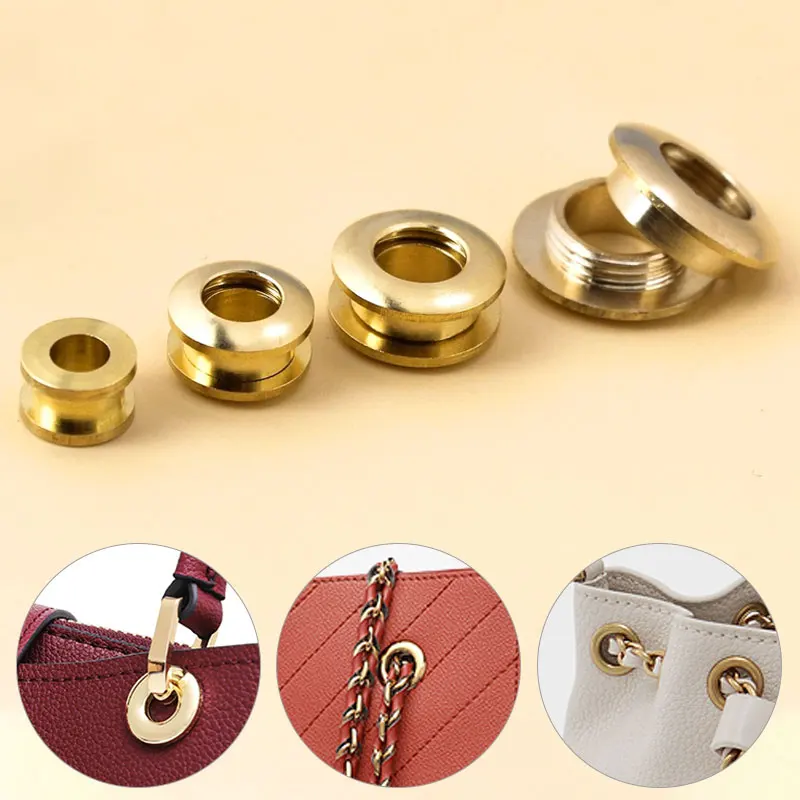 Solid Brass Screw Back Eyelets with Washer Grommets Air Eye Buckle Leather Craft Accessory DIY for Bag Garment Shoe Jeans Decor eyelet grommet ring screw back eyelets