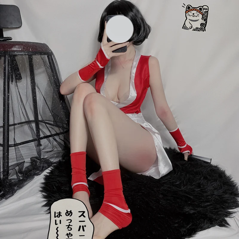Retro Cheongsam Japanese Style Kimono Sexy Lingerie Underwear Dance Dragon Print High Slit Game Cosplay Uniform Temptation