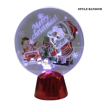 

Santa Night Lights Colorful Flash Acrylic Light 3D Night Lights Random Sent Christmas Gifts Round Table Lampss