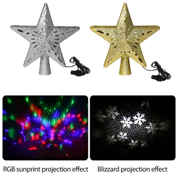 

Star Christmas Tree Topper Snowstorm Snow Projector LED Night Light Snowflake Rotating Projector Light Christmas Decoration Gift