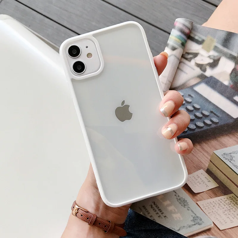Clear Solid Candy Color Phone Case For iPhone 12 11 Pro Max X XR XS Max 7 8 6 Plus Hard Acrylic Back Cover For iPhone 13 Pro Max