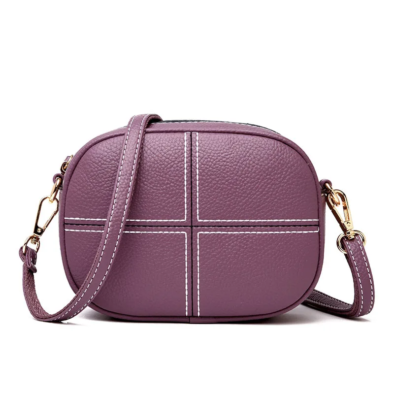 New Fashion Crossbody Bags for Women Luxury Designer Genuine Leather Small Handbags Brown Gray Shoulder Bag bolsos mujer - Цвет: Purple