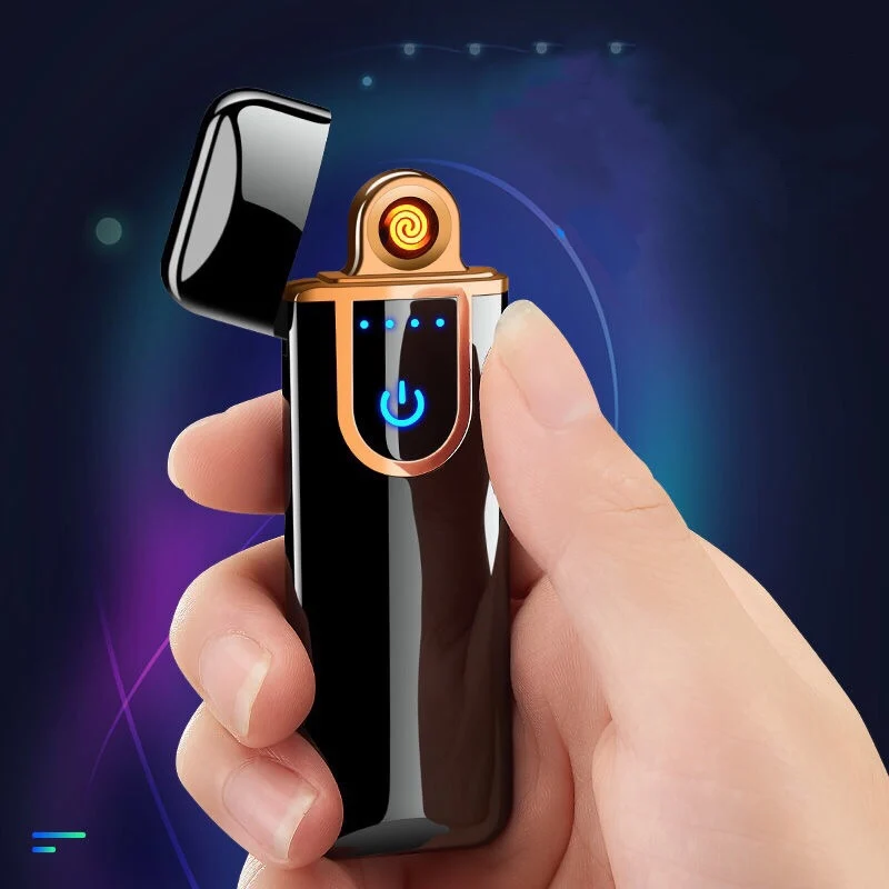 Крутая курительная сигарета с зарядкой от USB Зажигалка сенсорный чувствительный переключатель двухсторонняя Зажигалка ветрозащитные беспламенные электронные зажигалки