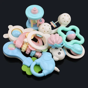 

Newborn Baby Rattle Teething Toys Handbell Bottle Storage Baby Grasp Toddler Hand Development Teethers Toy Set Children Gift