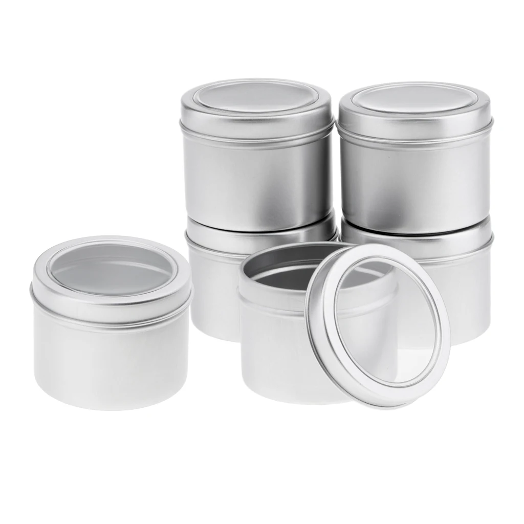 6Pcs Aluminum Round Tin,Jar,Bottle,Can,Storage Container With Screw Lids