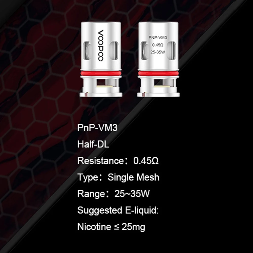 VOOPOO VINCI PnP VM3 Одиночная сетка катушки Vinci Core 0.45ohm сопротивление Half-DL для VINCI R X Mod Pod Vape комплект электронная сигарета