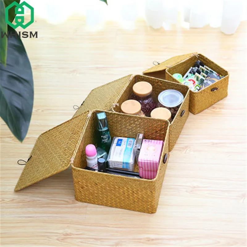 Коробка для хранения из ротанга WHISM с крышкой ручная коробка ювелирных изделий