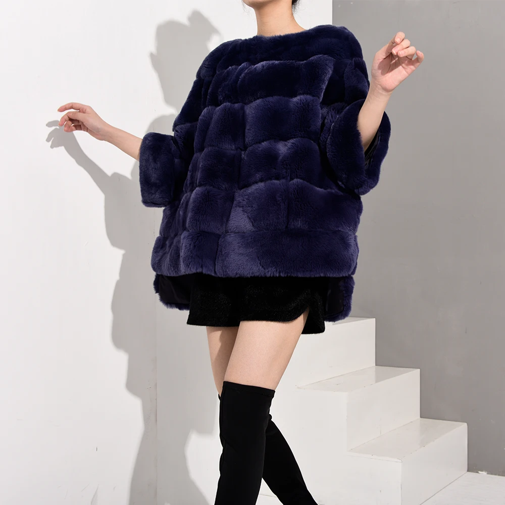 Новинка 2020 пуловер TOPFUR из темно фиолетового меха кролика Рекс женская шуба