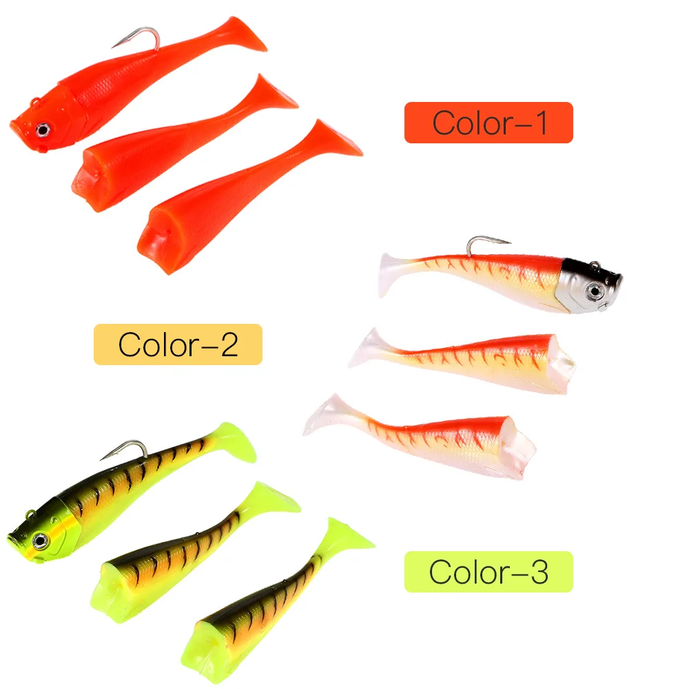 

3 PCS 20cm Soft Fishing Lure Big Artificial Sea Fishing Bait Saltwater Fishing Lure Set with Barbed Hook leurre souple