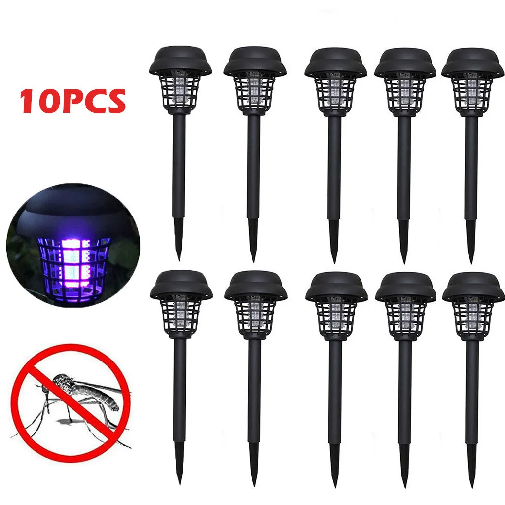 10PC Solar Powered LED Light Mosquito Pest Bug Zapper Insect Killer Lamp Garden Anti-mosquito supplies mosquito killer light