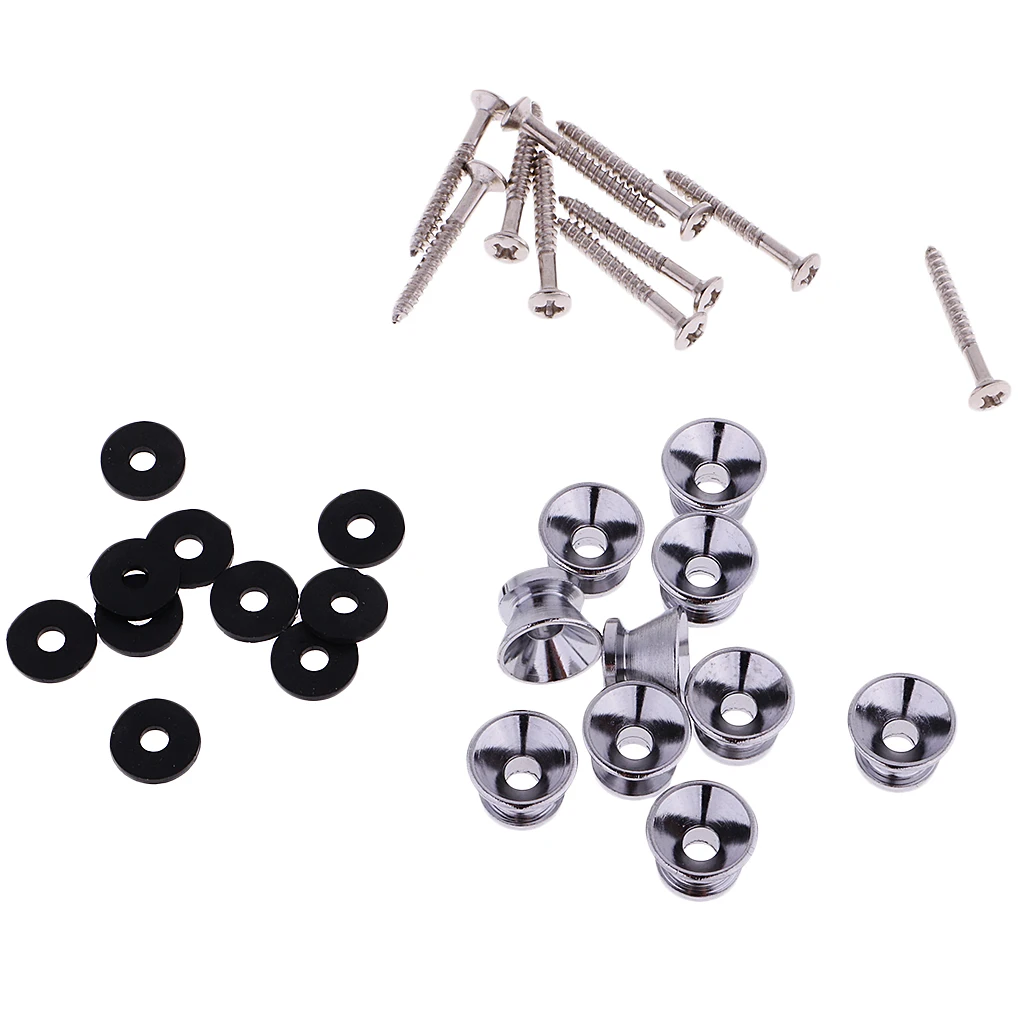 10Pcs Strap Button Lock Pin For Guitar/Ukulele/Bass Accs Replacement W/Screw