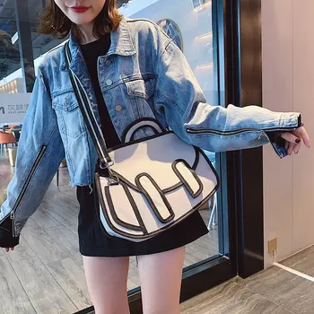 

2020 New Style Canvas Large Bag Crossbody Bag Personality 3D Briefcase Large Cloth Bag