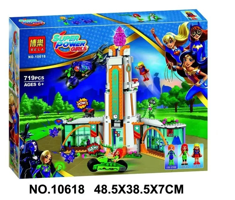 Ceny 719 sztuk DC dziewczyny kompatybilny z Legoinglys Super bohaterowie wysokiej szkoła 10618 Model Building Blocks montażu zabawki cegły dla dzieci