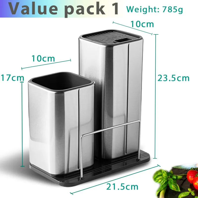 Value Pack 1 Держатель ножей из нержавеющей стали, кухонная подставка для ножей, многофункциональный керамический нож для шеф-повара Santoku, блок кухонных принадлежностей, инструмент для приготовления пищи - Цвет: Value Pack 1