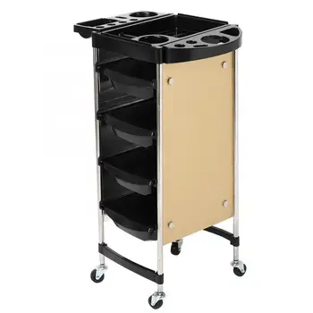 

Professional Multi-Functional Hair Salon Tool Storage Cart Trolley with Universal Wheels (Gold)