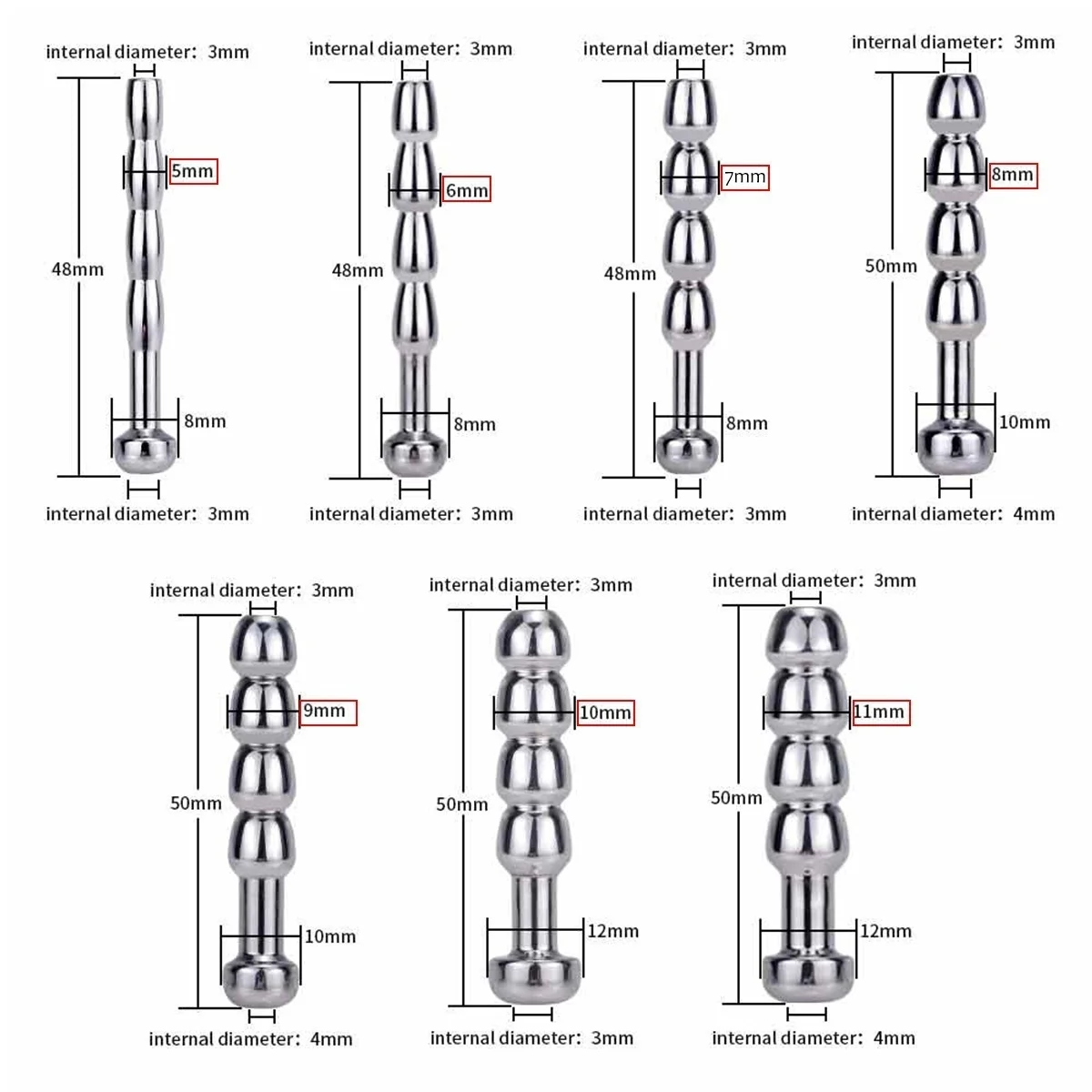 7 Style Stainless Steel Hollow Urethral Plug Sounding Rod Penis Plug Beads Urethral Dilators Catheter Male Mastuburator silicone urethral dilator,urethral dilator