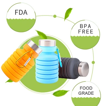 

500ML Portable Silicone Water Bottle Retractable Folding Coffee Bottle Outdoor Travel Drink Cup Collapsible Sport Camping Kettle