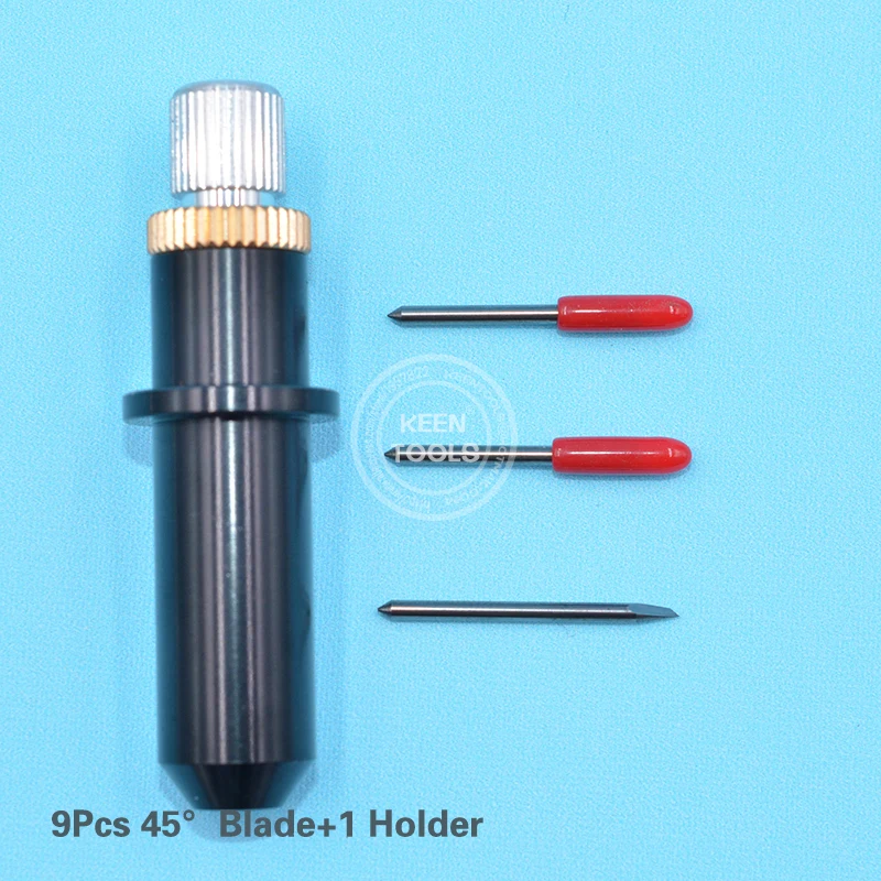 45D-holder 1 шт. Pcut держатель лезвия+ 9 шт. 30 45 60 градусов твердосплавные лезвия для Pcut/Pcut режущие лезвия/плоттер виниловый резак AA серии - Длина режущей кромки: 45D-holder