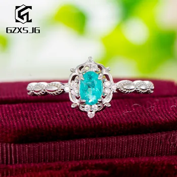 

GZ Brazilian Paraiba Tourmaline Gemstones Ring for Women genuine 925 Sterling Silver Oval blue stone for engagement Size 4 10