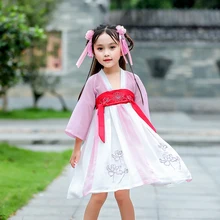 Китайский костюм, платье Hanfu для девочек, новая летняя одежда для детей, танцевальные костюмы в китайском стиле, древнее платье принцессы