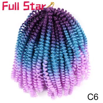 

Full star Short Ombre Jamaican Bounce Fluffy Spring Twist Hair Extensions Synthetic Passion Twist Crochet Hair Purple Blue Pink