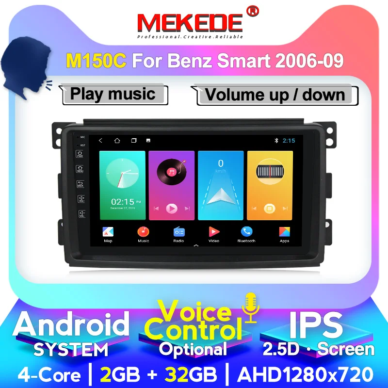 MEKEDE Android For Smart Fortwo W451 2006~2009 Stereo Radio Video Wifi Carplay Map GPS Nav Navi Navigation Multimedia No DVD
