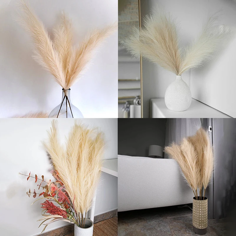 1P 85cm Artificial Pampas Grass Feather Faux Bulrush Reed Fake Phragmites  Plant for Wedding Home Vase Decoration