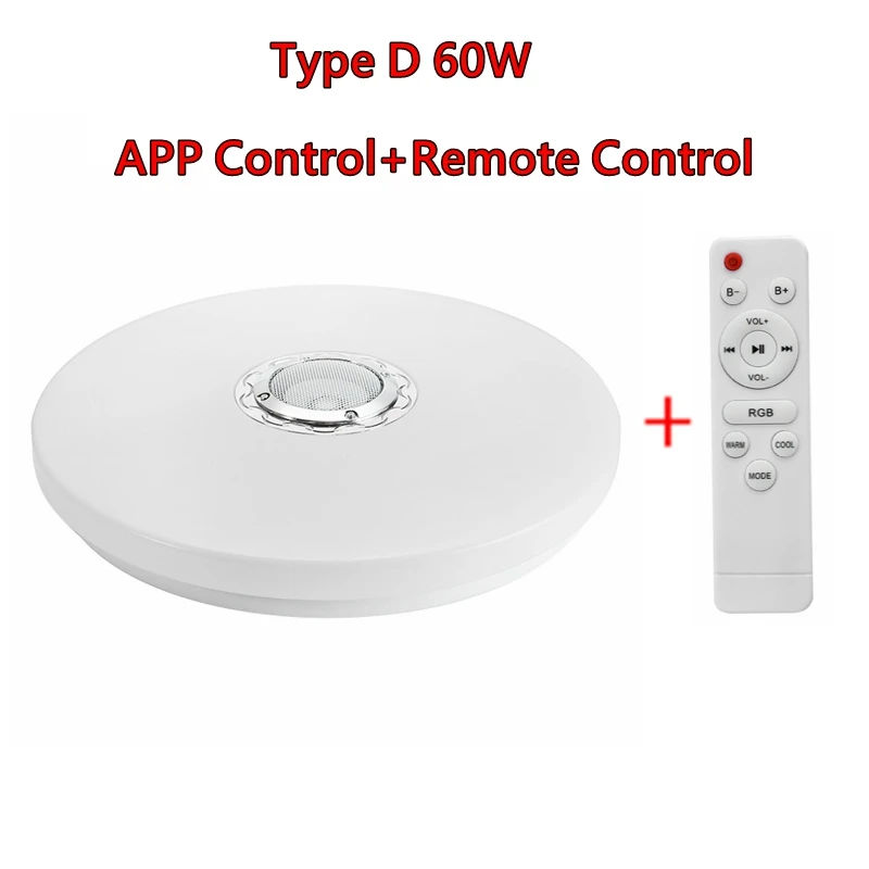D 60W Remote Control Smart APP+ пульт дистанционного управления светодиодный Bluetooth динамик Lound Динамик плеер с RGB затемненный потолочный светильник панельная лампа для детской спальни - Цвет: D 60W Remote Control
