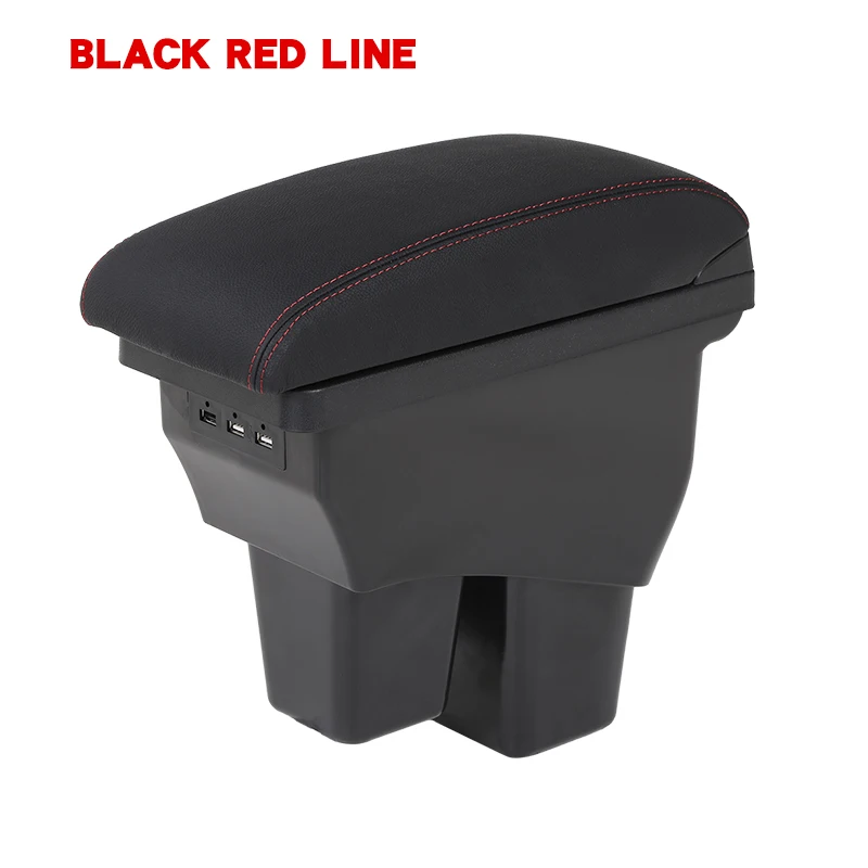 Подлокотник коробка Авто центральная консоль коробка для хранения сиденья Чехол подлокотник чехол для поручней аксессуары для автомобиля для Ford Fiesta - Название цвета: D1-Red Thread