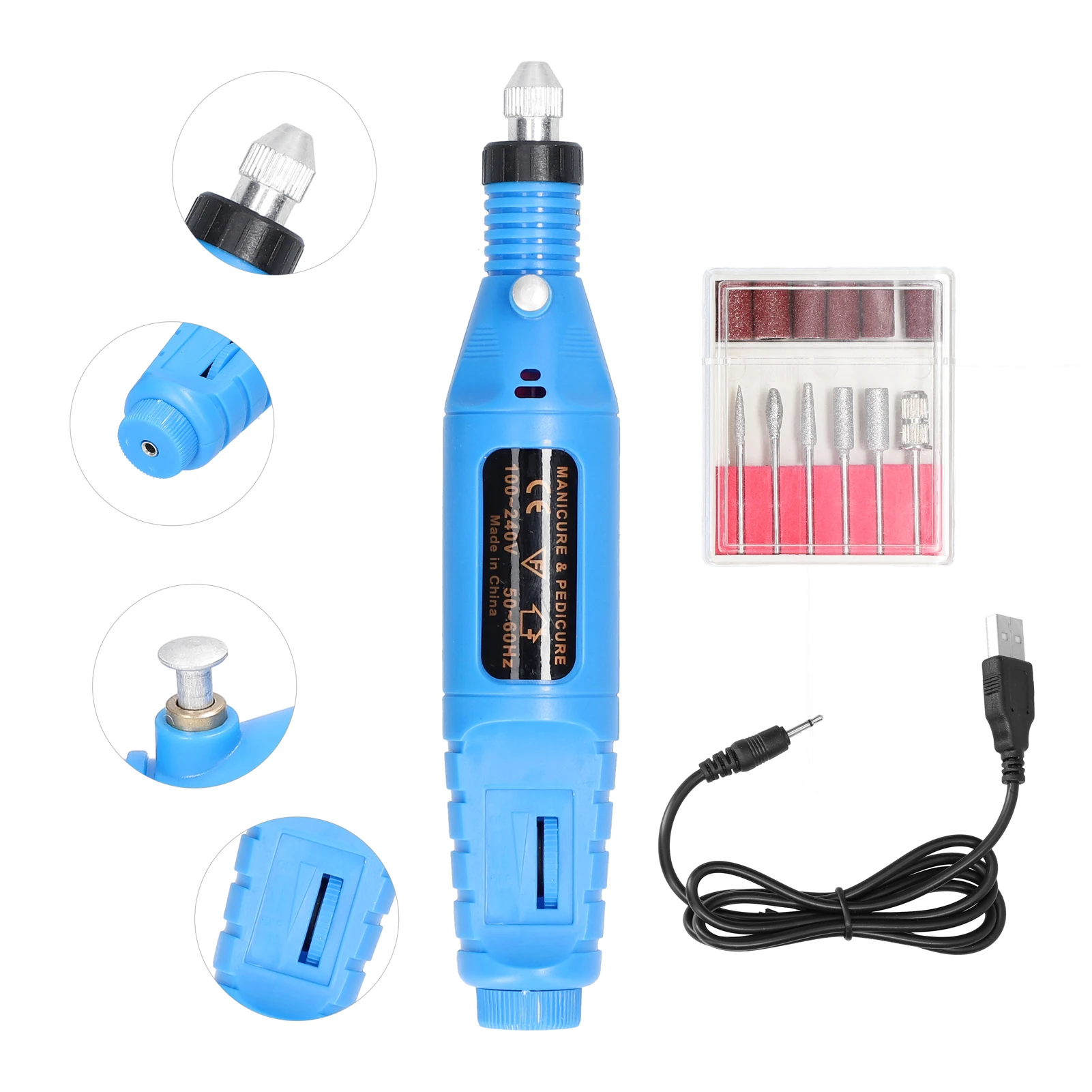 USB Power Supplys Handheld Mini Electric Grinder Nail Gelatum Removing Tool Machine Speed Adjustable Grinding Rotary Tool Kit 2