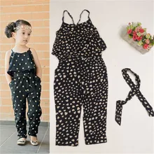2-7Y комбинезоны для девочек; одежда для маленьких девочек с подтяжками; черная и круглая летняя одежда