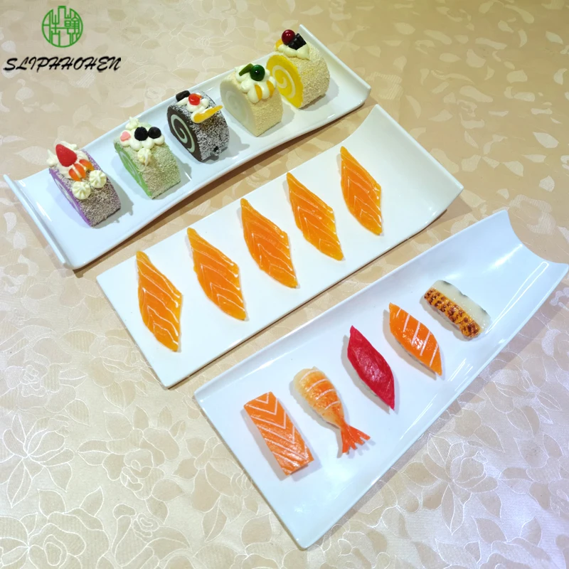 

100% Melamine Dinnerware Ware Dinner Plate Coffee Shop Bread Dessert Dish White Rectangle Imitation Porcelain Tableware