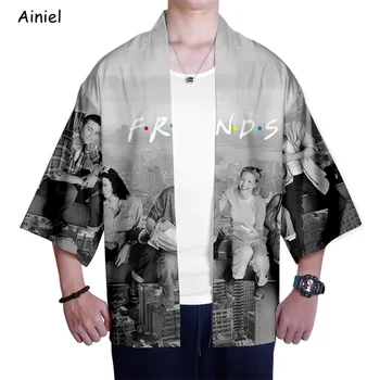 

Ainiel Hot Sale TV Show Friend Kimono Jackets Men Friend Clothes 3D Print Top Harajuku Streetwear Boy Coat Halloween 10 Styles