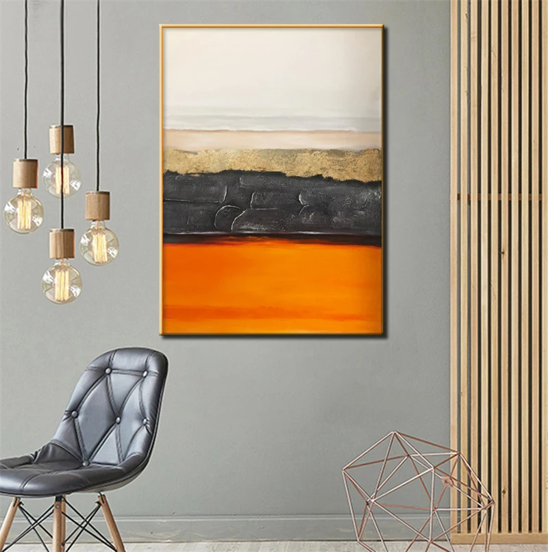 Abstract Canvas Painting Beautiful Orange Painting Hand-Painted Wall Art Fashion Tableaux For Living Room Hallway Hotel No Frame