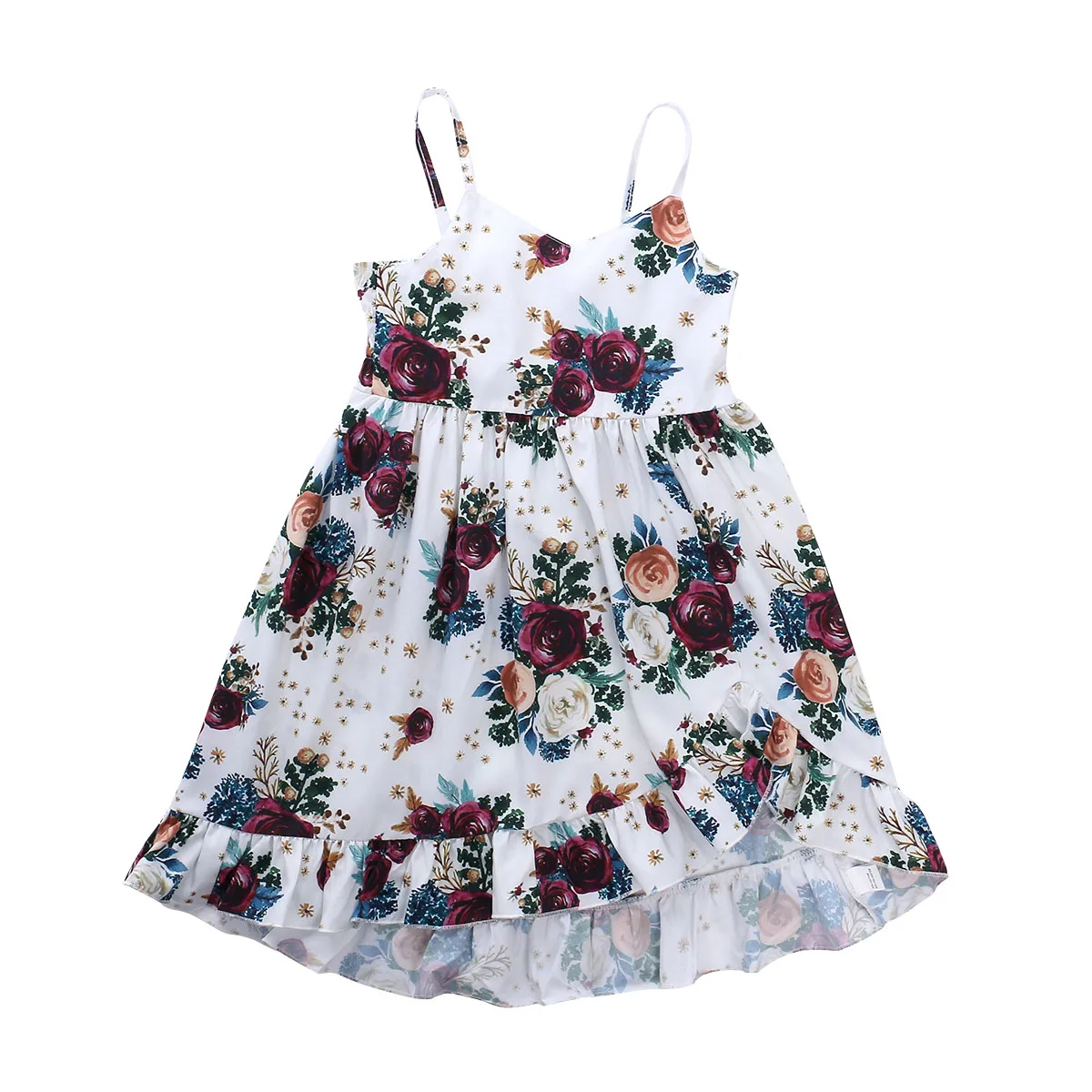 

Baby Toddler Girls Floral Printed Dress, Kid Girls Spaghetti Straps Sweet Princess Dresses 2020 Newest Trendy 1-5Y