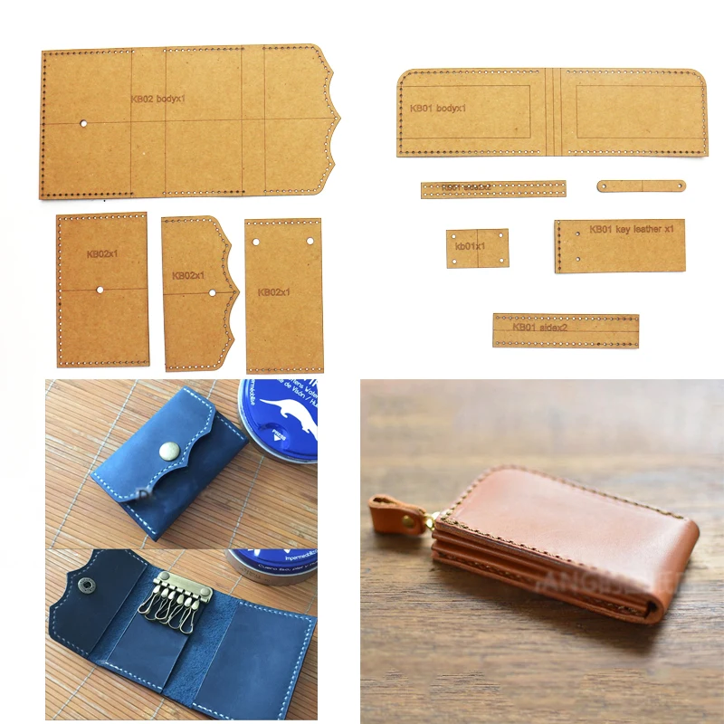 DIY leather craft key ring bag die cutting kraft paper sewing pattern thick 500gsm cardboard template