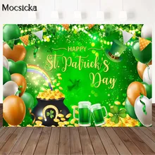 

Mocsicka Green Happy St.Patrick's Day Backdrops for Photography Festival Decor Shamrocks Photo Background Studio Photocall Props