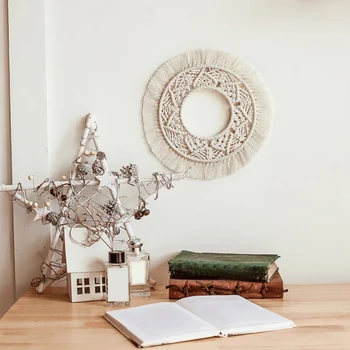 

Bohemian Woven Round Hand-Woven Lace Tassel Wall Hanging Tapestry Wall Decoration Home Decoration