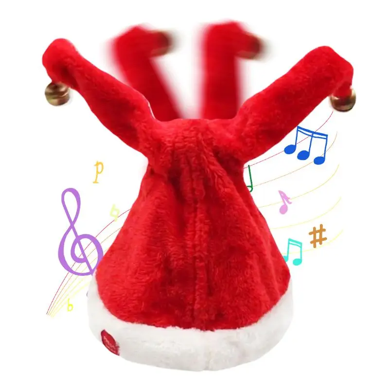 Креативная электрическая двойная качающаяся шапка Санты, Музыкальная Рождественская красная бархатная Кепка Y1AC