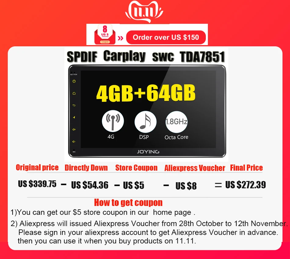 Cheap 8"Android 8.1 Car Radio Stereo 4GB+64GB Head Unit Universal GPS Navi Multimedia DVD Player Built-in 4G Modem Wireless Carplay 0